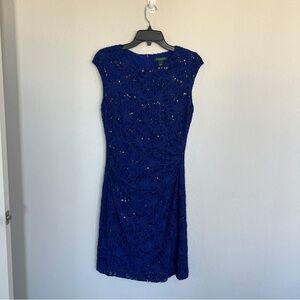 Lauren Ralph Lauren Evening Sequin and Lace Detail Dress Size 10